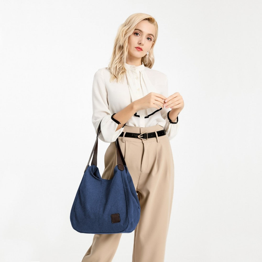 EB2040L - KONO CANVAS SHOULDER TOTE BAG - NAVY