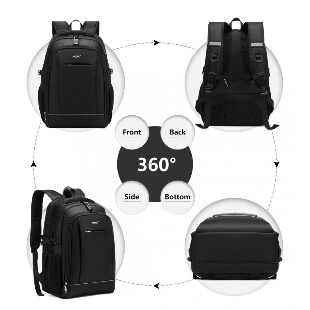 EM2130 - KONO FUNCTIONAL TRAVEL BACKPACK WITH USB CHARGING PORT - GREY