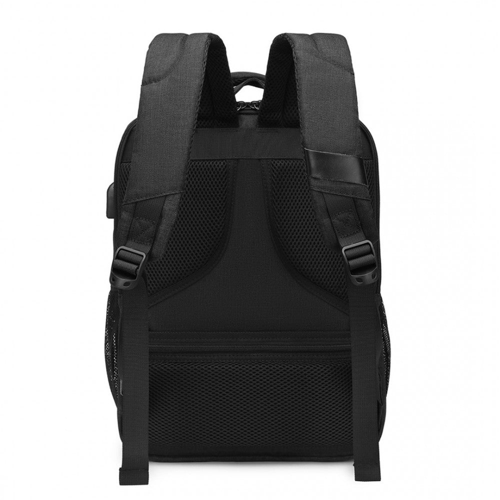 EM2111S - KONO MULTI-COMPARTMENT BACKPACK WITH USB PORT - BLACK