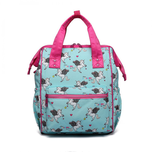 LB6896 - MISS LULU CHILD'S UNICORN BACKPACK WITH PENCIL CASE - BLUE