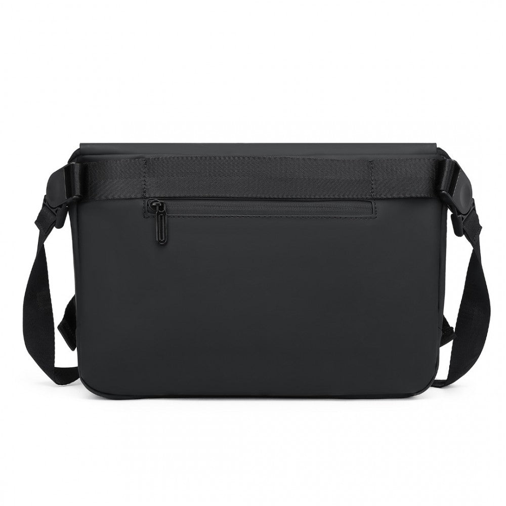 EB2340 - KONO MODERN PVC COATED WATER-RESISTANT CROSSBODY WITH VERSATILE CARRYING OPTIONS - BLACK