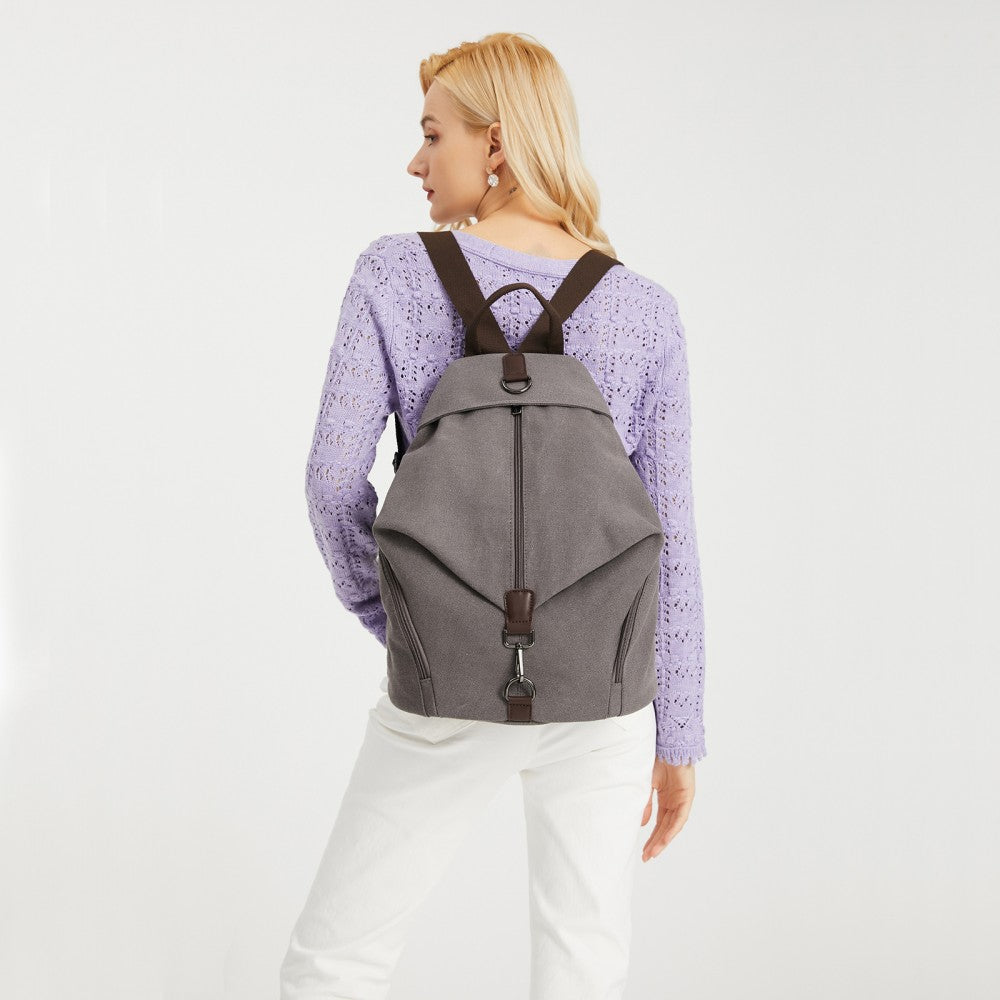 EB2044 - KONO FASHION ANTI-THEFT CANVAS BACKPACK - GREY