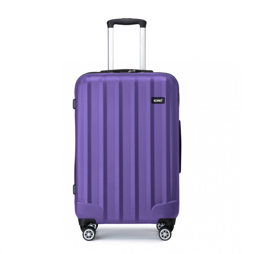 K1773-1L - KONO 24 INCH STRIPED ABS HARD SHELL LUGGAGE WITH 360-DEGREE SPINNER WHEELS - PURPLE