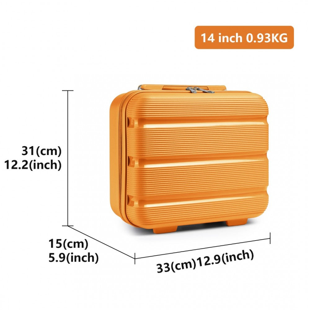 K2092L - KONO 14 INCH BRIGHT HARD SHELL PP VANITY CASE - ORANGE