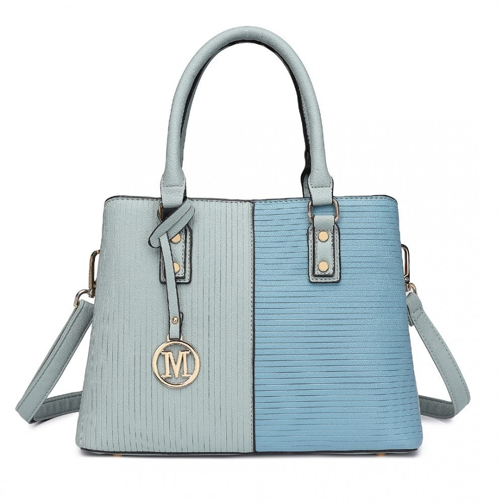 LT2352 - MISS LULU MODERN ELEGANCE PU LEATHER LADY'S TOTE - BLUE