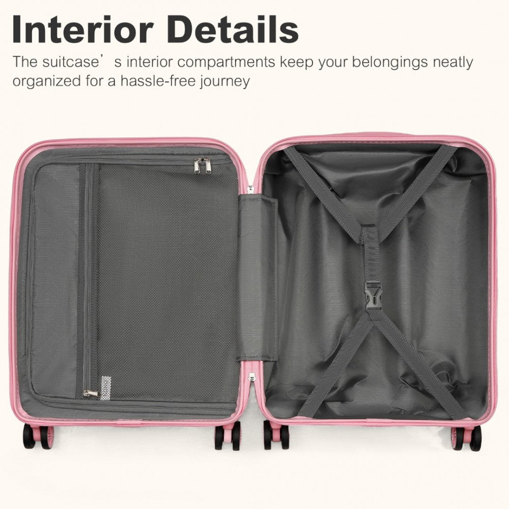 KSK2484 - KONO 3-PIECE EXPANDABLE LUGGAGE SET 20"/24"/28" DURABLE HARD SHELL ABS+PC SUITCASES WITH TSA LOCK FOR SECURE TRAVEL - PINK