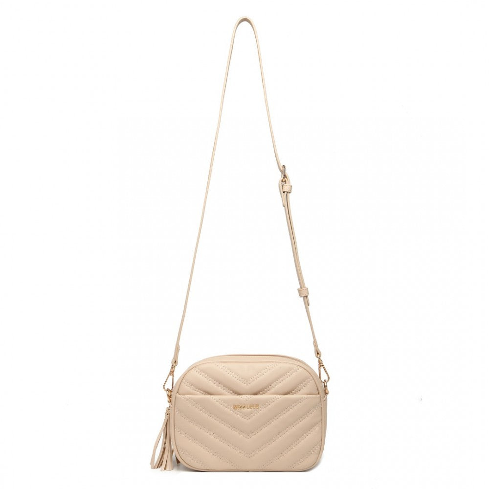 LA2119-1 - MISS LULU LIGHTWEIGHT QUILTED LEATHER CROSS BODY BAG - KHAKI