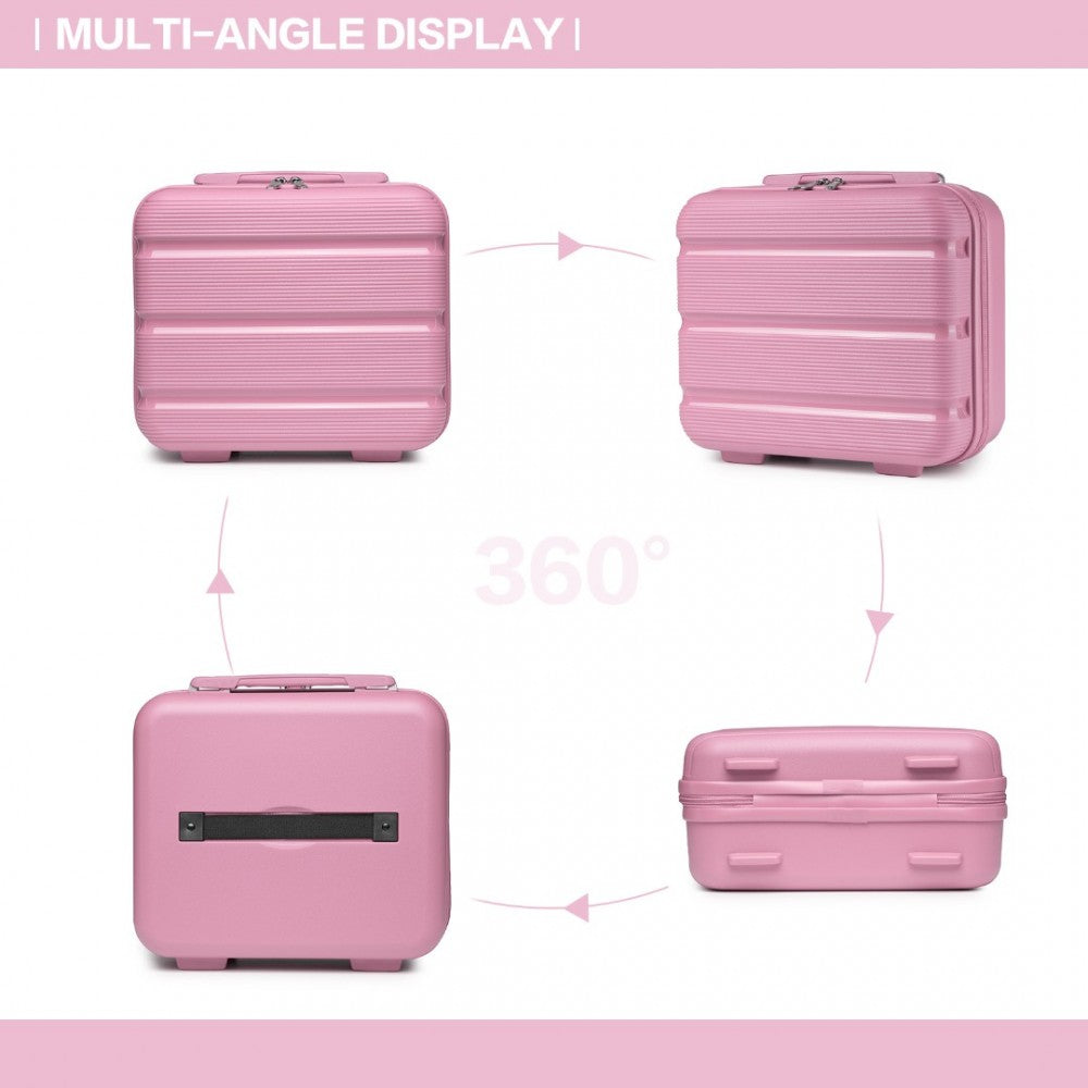 K2092L - KONO BRIGHT HARD SHELL PP SUITCASE WITH TSA LOCK AND VANITY CASE 4 PIECES SET - CLASSIC COLLECTION - PINK