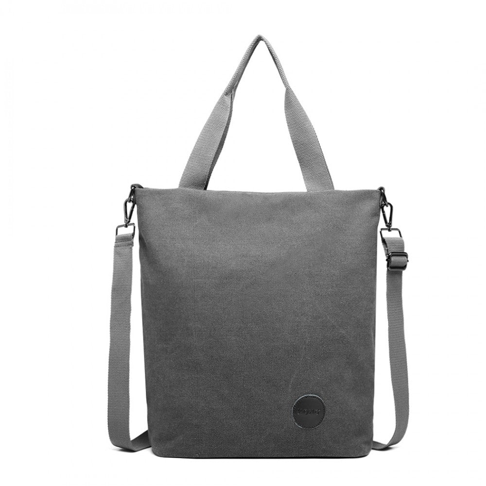 E1965 - KONO LARGE CANVAS UNISEX MESSENGER BAG - GREY