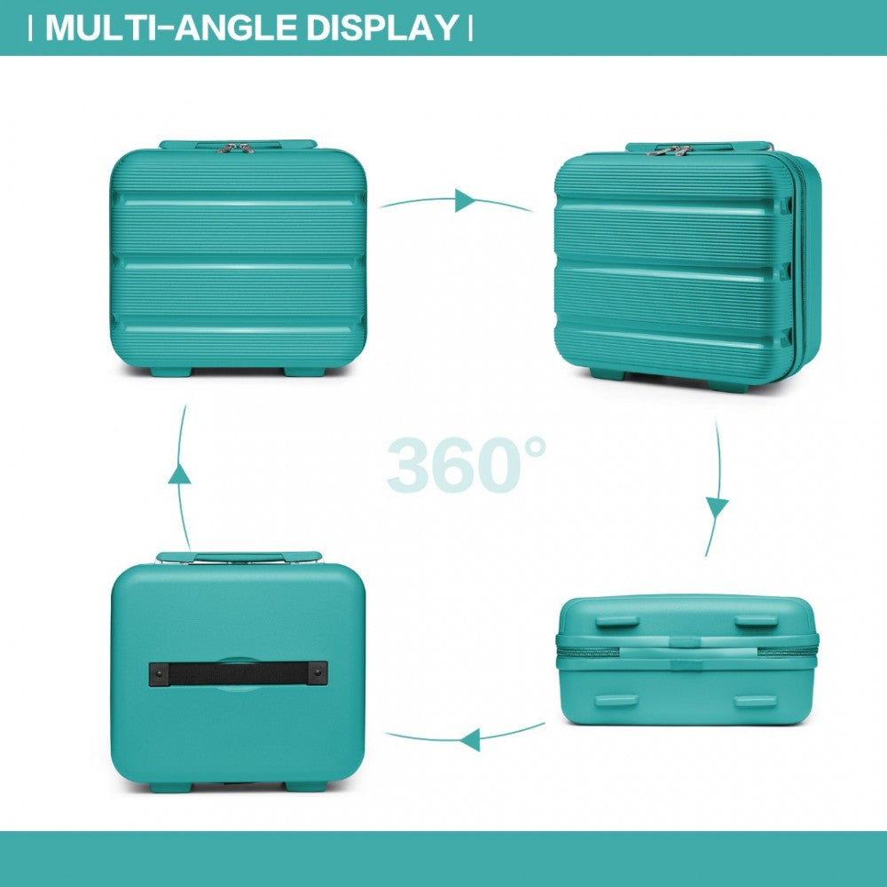 K2092L - KONO BRIGHT HARD SHELL PP SUITCASE WITH TSA LOCK AND VANITY CASE 4 PIECES SET - CLASSIC COLLECTION - TEAL