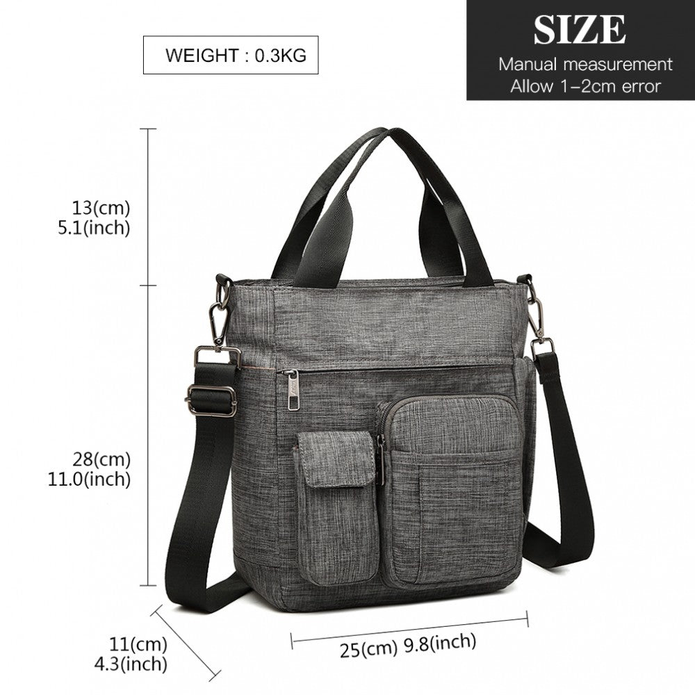 LB6923 - KONO MULTI-COMPARTMENT TOTE SHOULDER BAG - GREY