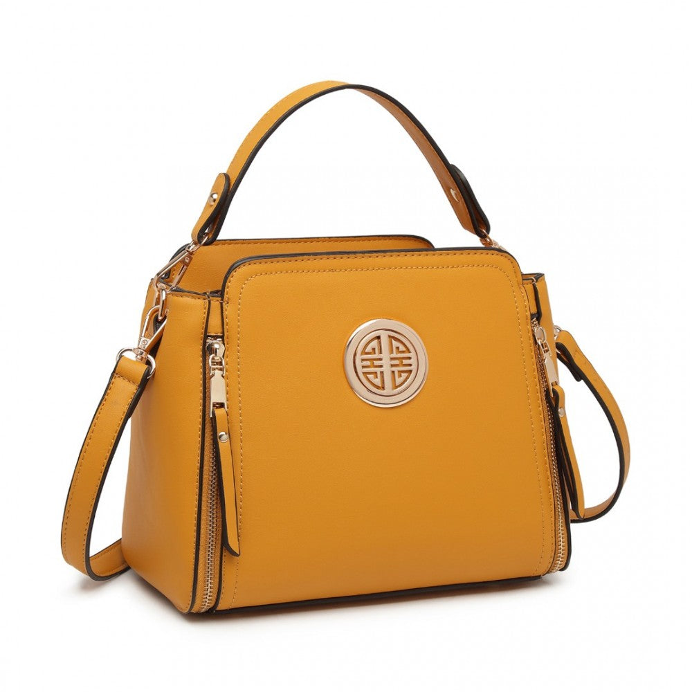 LB2126 - MISS LULU LEATHER LOOK PRACTICAL CROSSBODY BAG - YELLOW