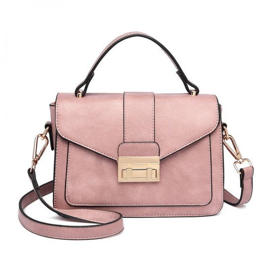 LB2033 - MISS LULU LEATHER LOOK MIDI HANDBAG - PINK