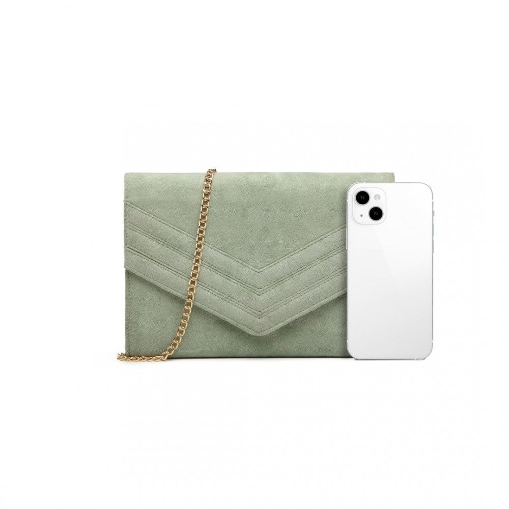 LP1963 - MISS LULU CHEVRON ENVELOPE CLUTCH BAG - GREEN