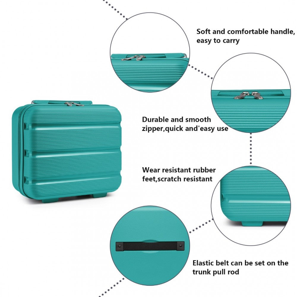 K2092L - KONO BRIGHT HARD SHELL PP SUITCASE WITH TSA LOCK AND VANITY CASE 4 PIECES SET - CLASSIC COLLECTION - TEAL