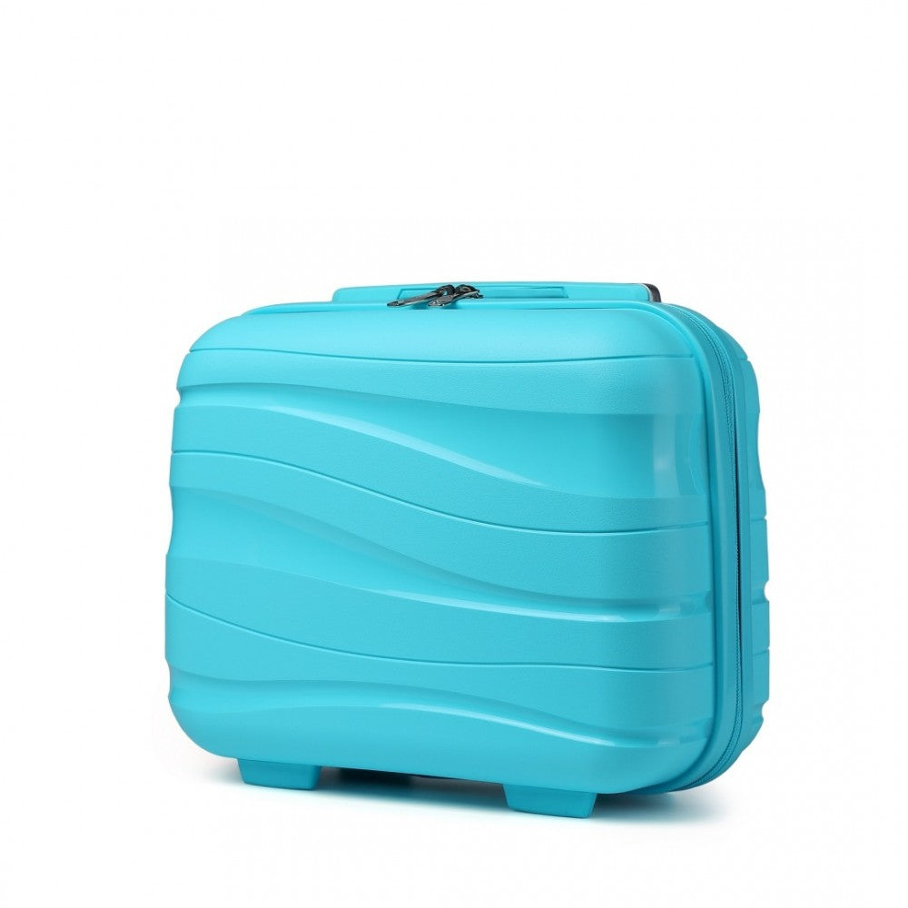 K2094L - KONO 14 INCH LIGHTWEIGHT POLYPROPYLENE HARD SHELL VANITY CASE - BLUE