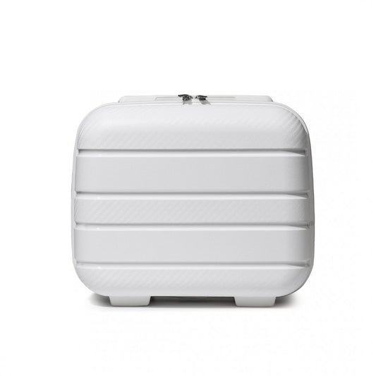 K2091L - KONO 14 INCH MULTI TEXTURE HARD SHELL PP VANITY CASE - CLASSIC COLLECTION - WHITE