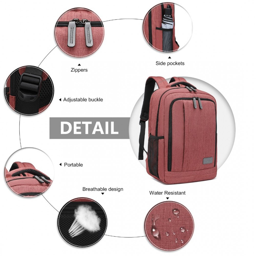 EM2111S - KONO MULTI-COMPARTMENT BACKPACK WITH USB PORT - CLARET