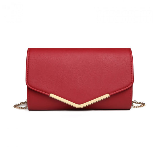 LH2064 - MISS LULU VEGAN ENVELOPE CLUTCH BAG - RED