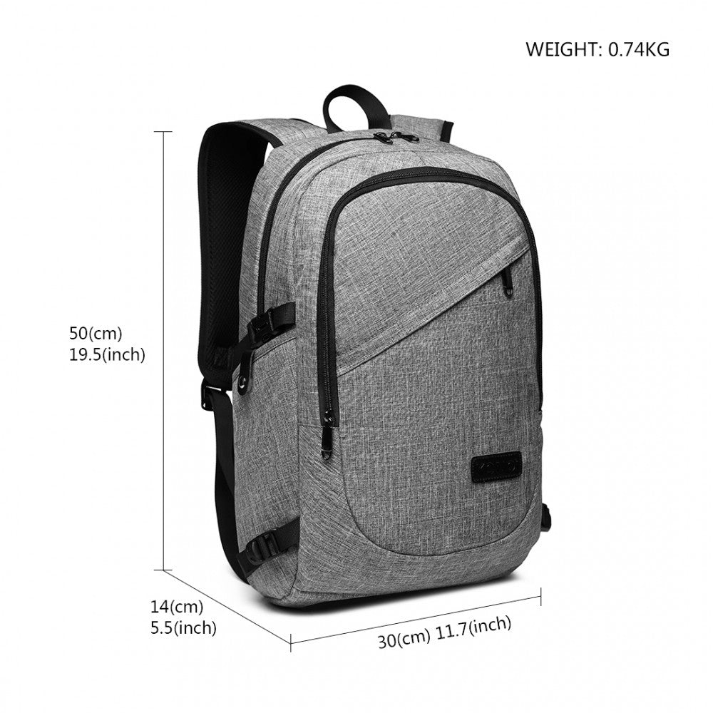 E6715 - KONO BUSINESS LAPTOP BACKPACK WITH USB CHARGING PORT - GREY