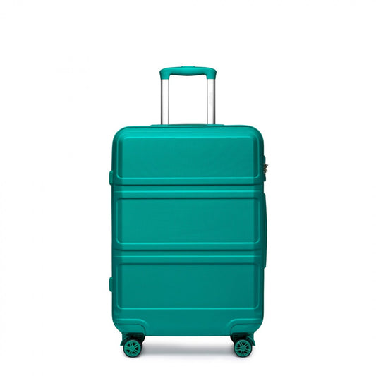 K1871-1L - KONO ABS 20 INCH SCULPTED HORIZONTAL DESIGN CABIN LUGGAGE - TEAL - The Baggage Shop