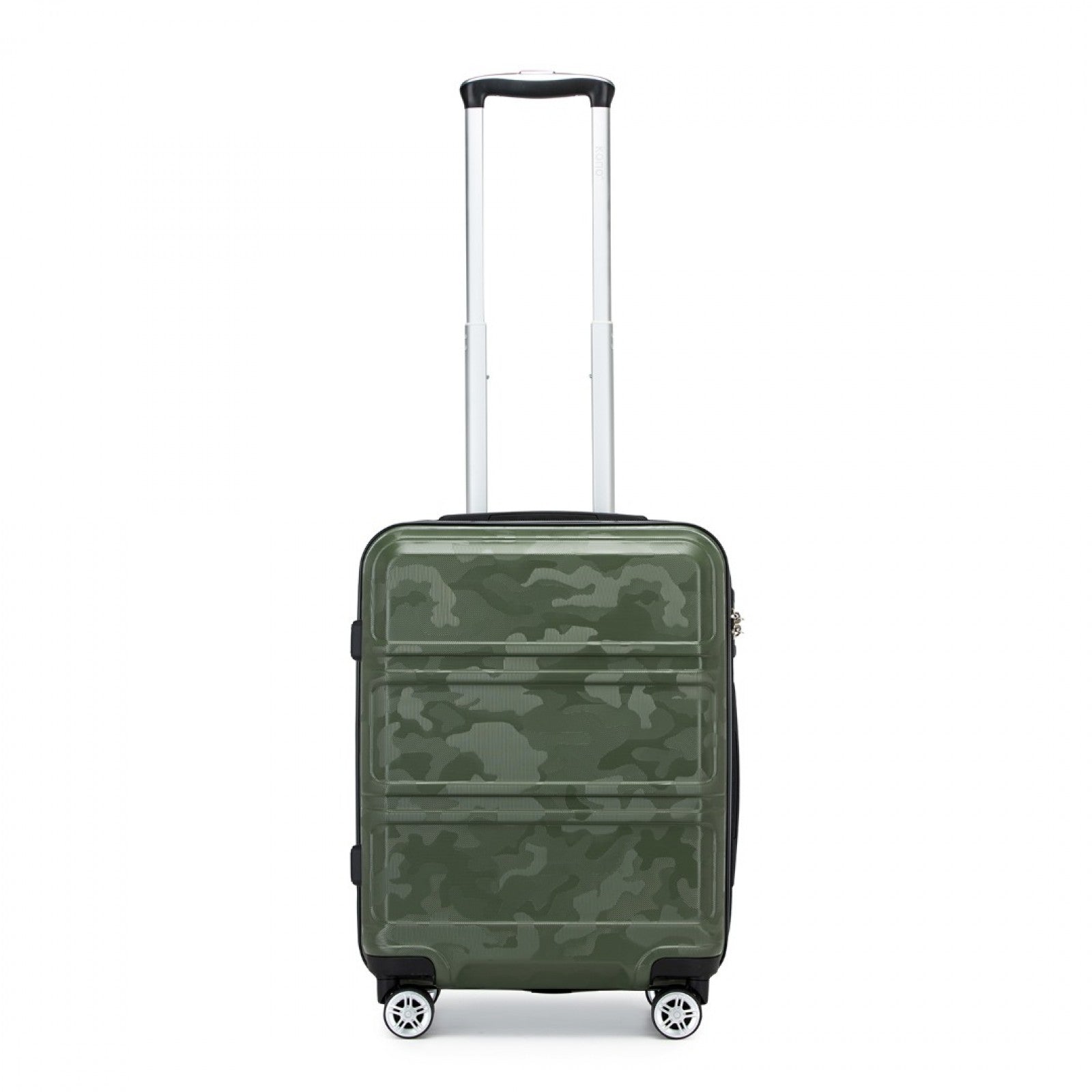 K1871-1L - KONO ABS 20 INCH SCULPTED HORIZONTAL DESIGN CABIN LUGGAGE - CAMOUFLAGE GREEN AND BLACK - The Baggage Shop