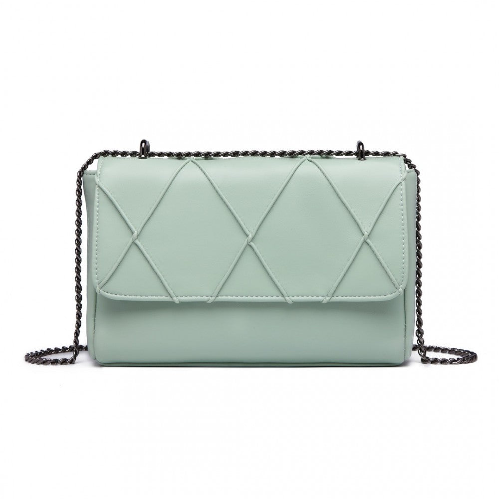 LH2253 - MISS LULU RHOMBUS FLAP CHAIN SHOULDER BAG - GREEN