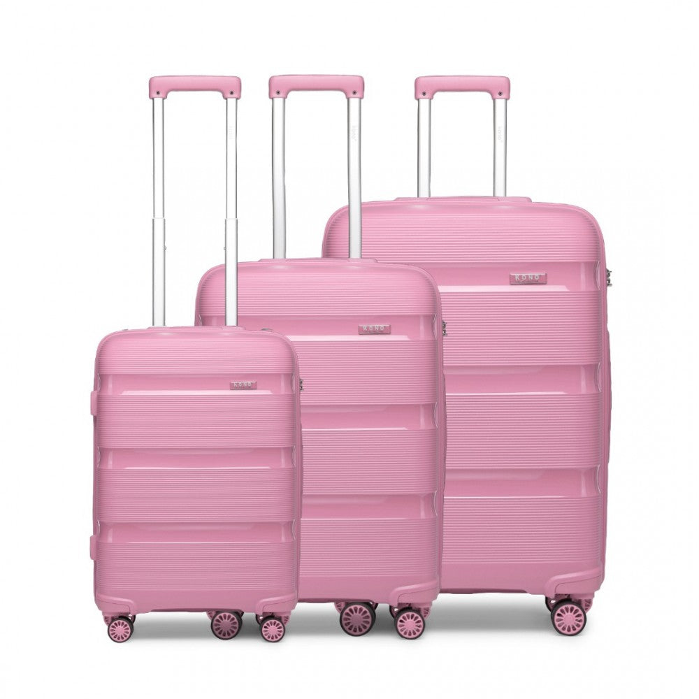 K2092L - VALIZA KONO BRIGHT HARD SHELL PP SET DE 3 PIESE - COLECȚIA CLASICĂ - ROZ