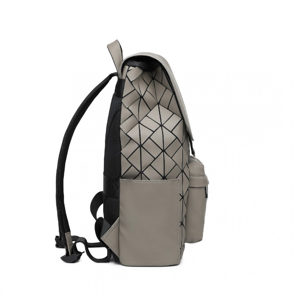 ET2417 - KONO WATER-RESISTANT URBAN GEOMETRIC BACKPACK WITH LAPTOP COMPARTMENT - GREY