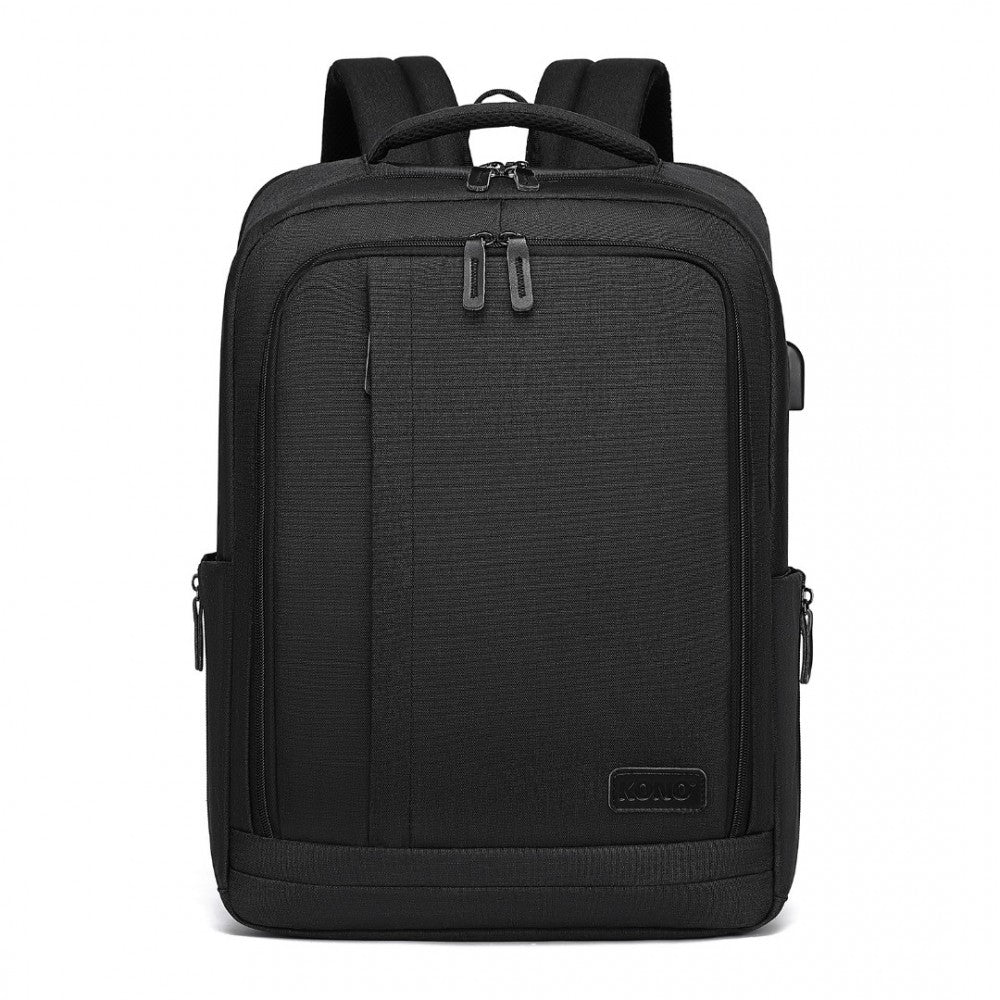 EM2111 - KONO MULTI-COMPARTMENT BACKPACK WITH USB PORT - BLACK