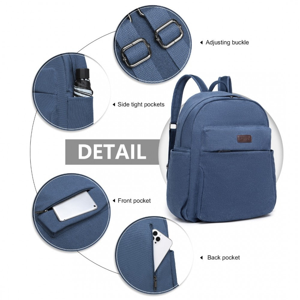 EB2234 - KONO CANVAS LIGHTWEIGHT CASUAL SCHOOL BACKPACK - NAVY