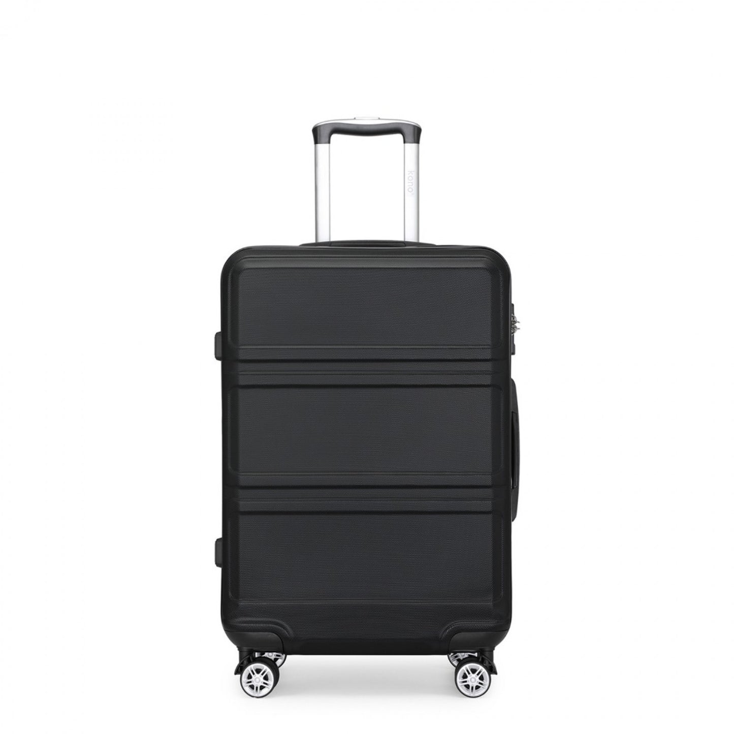 K1871-1L - KONO ABS 20 INCH SCULPTED HORIZONTAL DESIGN CABIN LUGGAGE - BLACK - The Baggage Shop