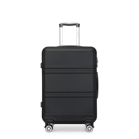 K1871-1L - KONO ABS 20 INCH SCULPTED HORIZONTAL DESIGN CABIN LUGGAGE - BLACK - The Baggage Shop