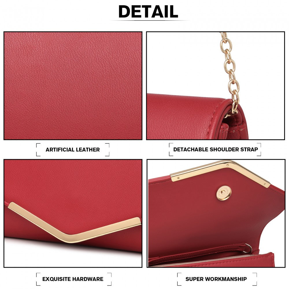 LH2064 - MISS LULU VEGAN ENVELOPE CLUTCH BAG - RED