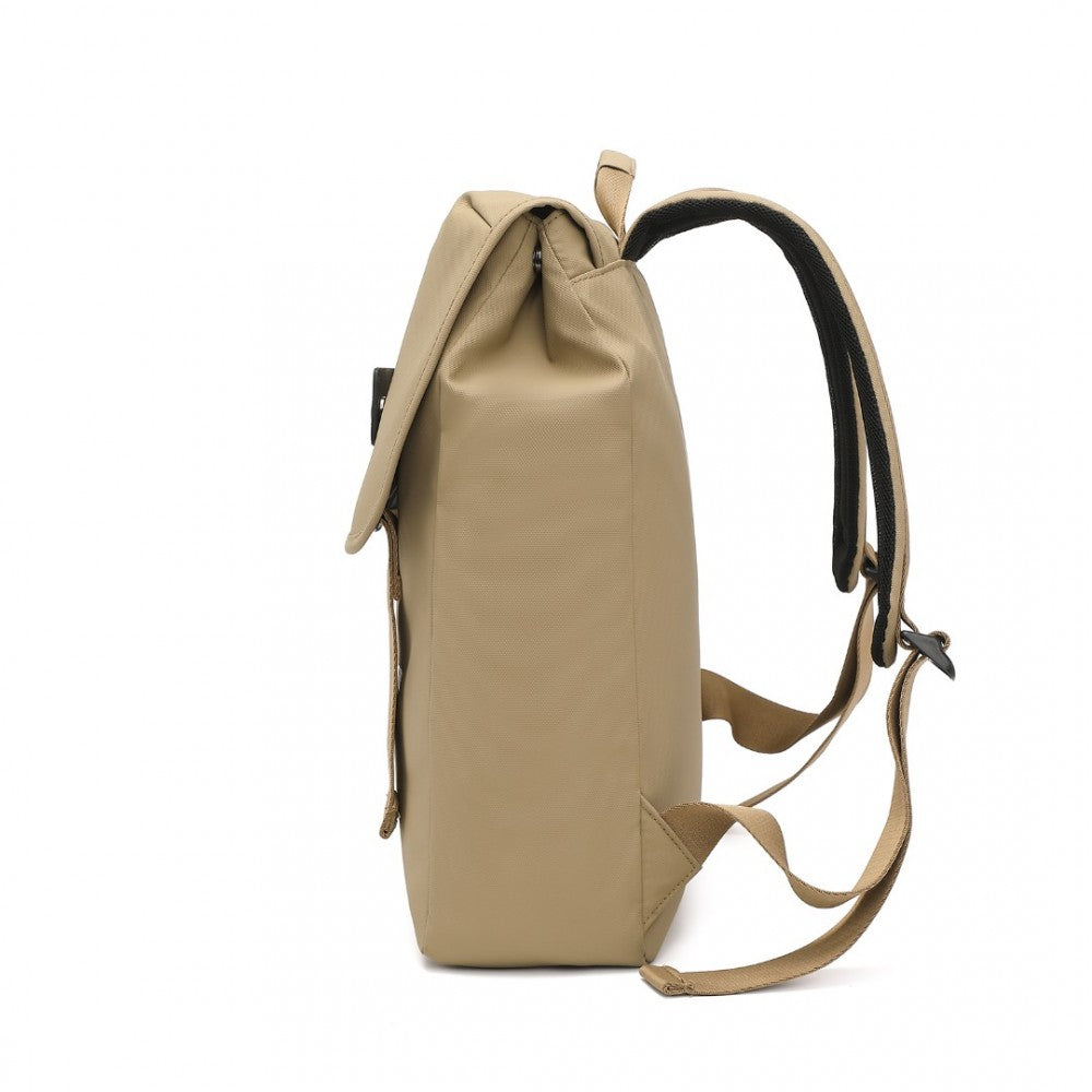 EQ2327 - KONO PVC COATED WATER-RESISTANT STREAMLINED AND INNOVATIVE FLAP BACKPACK - KHAKI