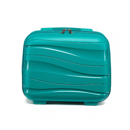 K2094L - KONO 14 INCH LIGHTWEIGHT POLYPROPYLENE HARD SHELL VANITY CASE - TEAL