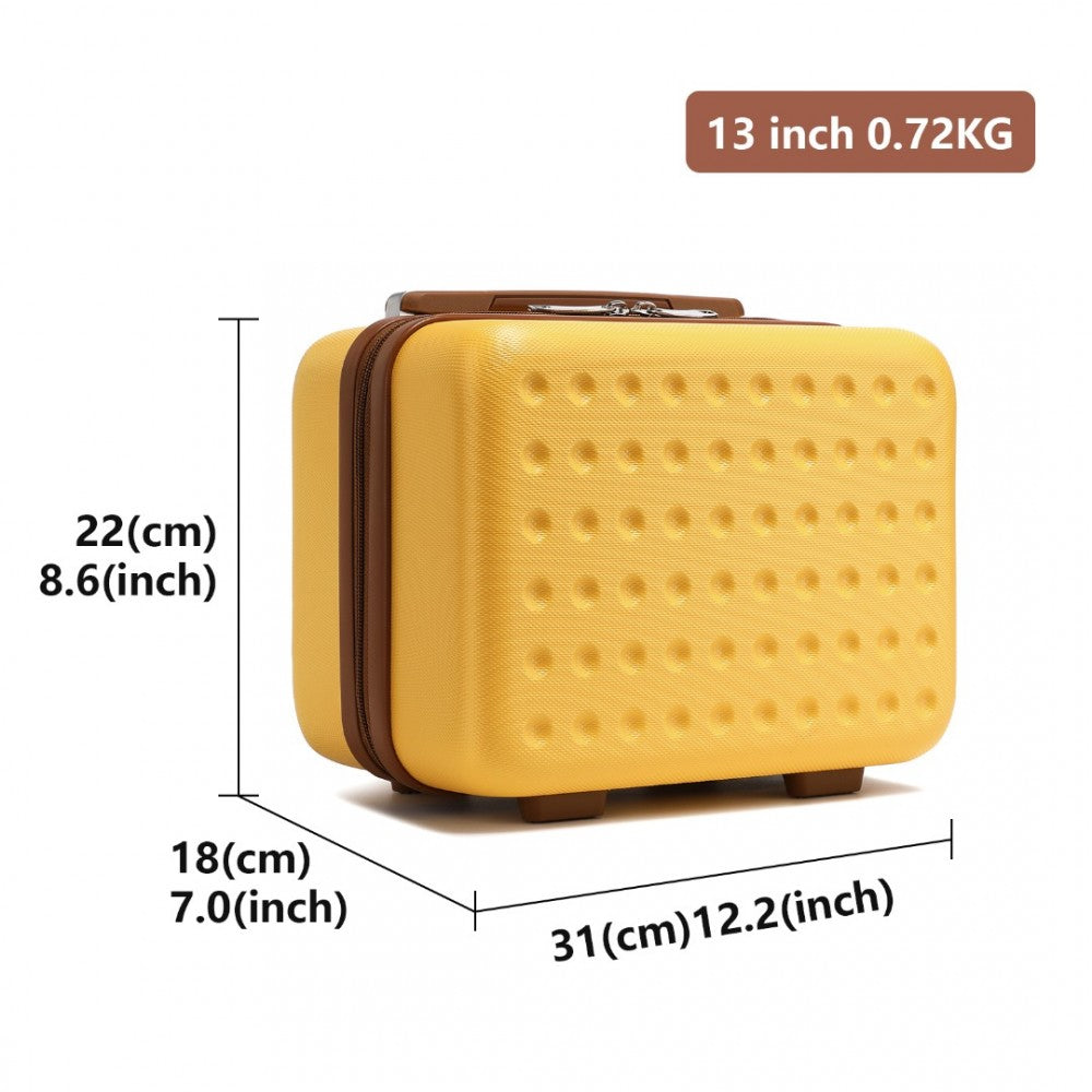 K2394L - KONO 13 INCH SPECIAL HARD SHELL ABS VANITY CASE - YELLOW