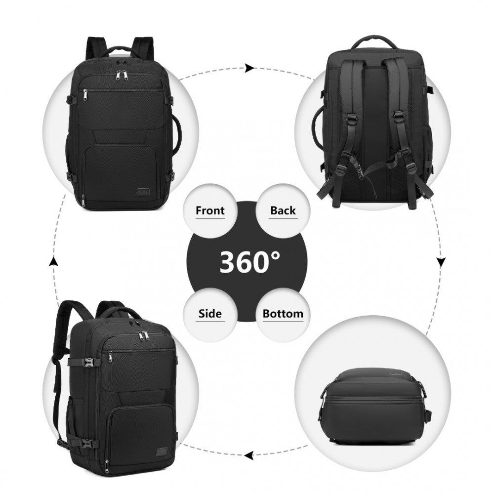 EM2207 - KONO MULTIFUNCTIONAL PORTABLE TRAVEL BACKPACK CABIN LUGGAGE BAG - BLACK