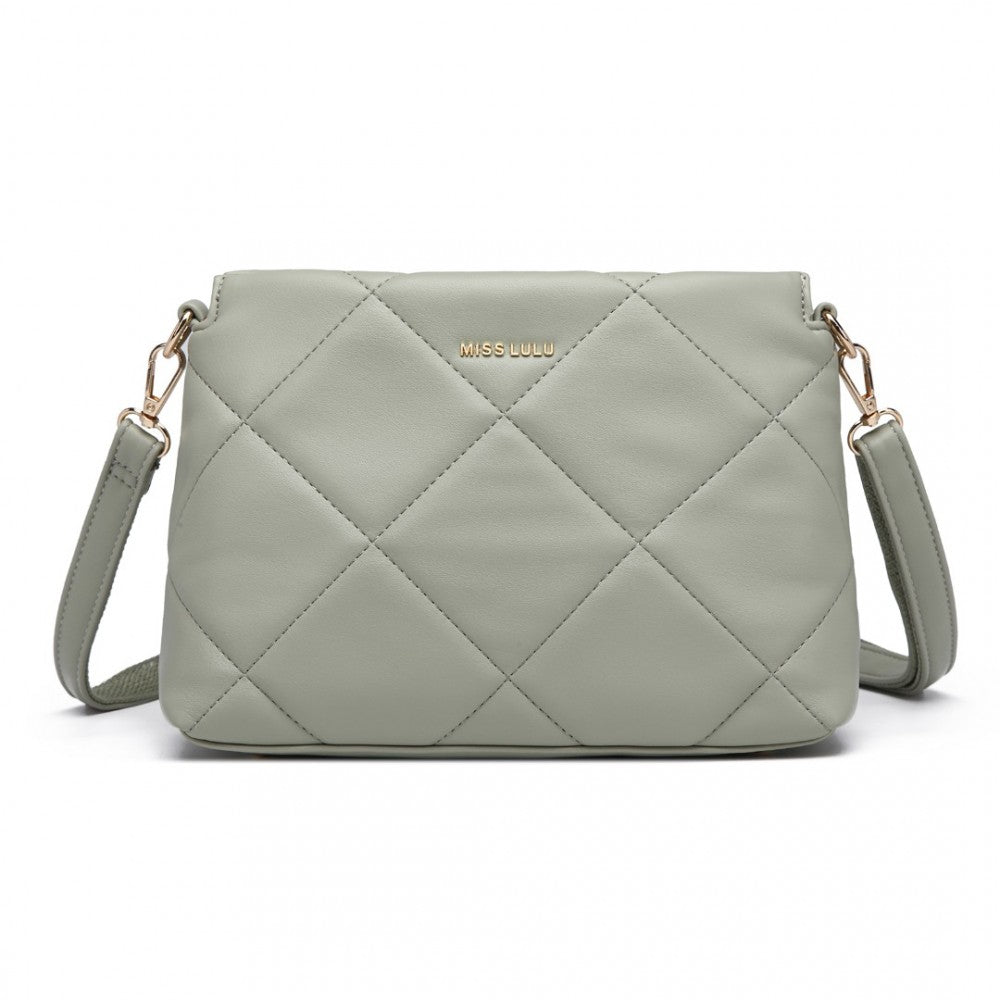 LB2237 - MISS LULU PU LEATHER RHOMBUS SHOULDER BAG - GREEN