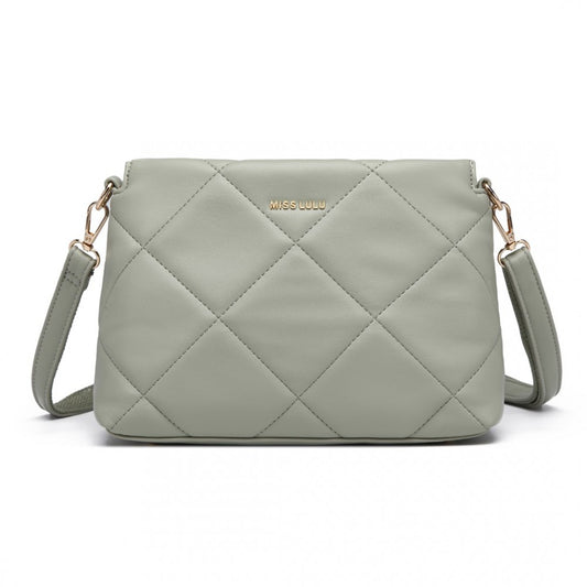 LB2237 - MISS LULU PU LEATHER RHOMBUS SHOULDER BAG - GREEN