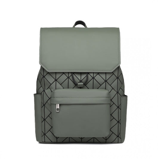 ET2417 - KONO WATER-RESISTANT URBAN GEOMETRIC BACKPACK WITH LAPTOP COMPARTMENT - GREEN