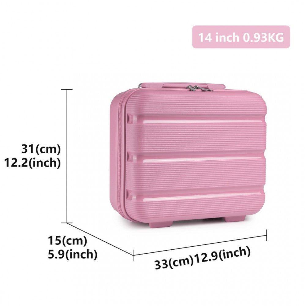 K2092L - KONO 14 INCH BRIGHT HARD SHELL PP VANITY CASE - PINK