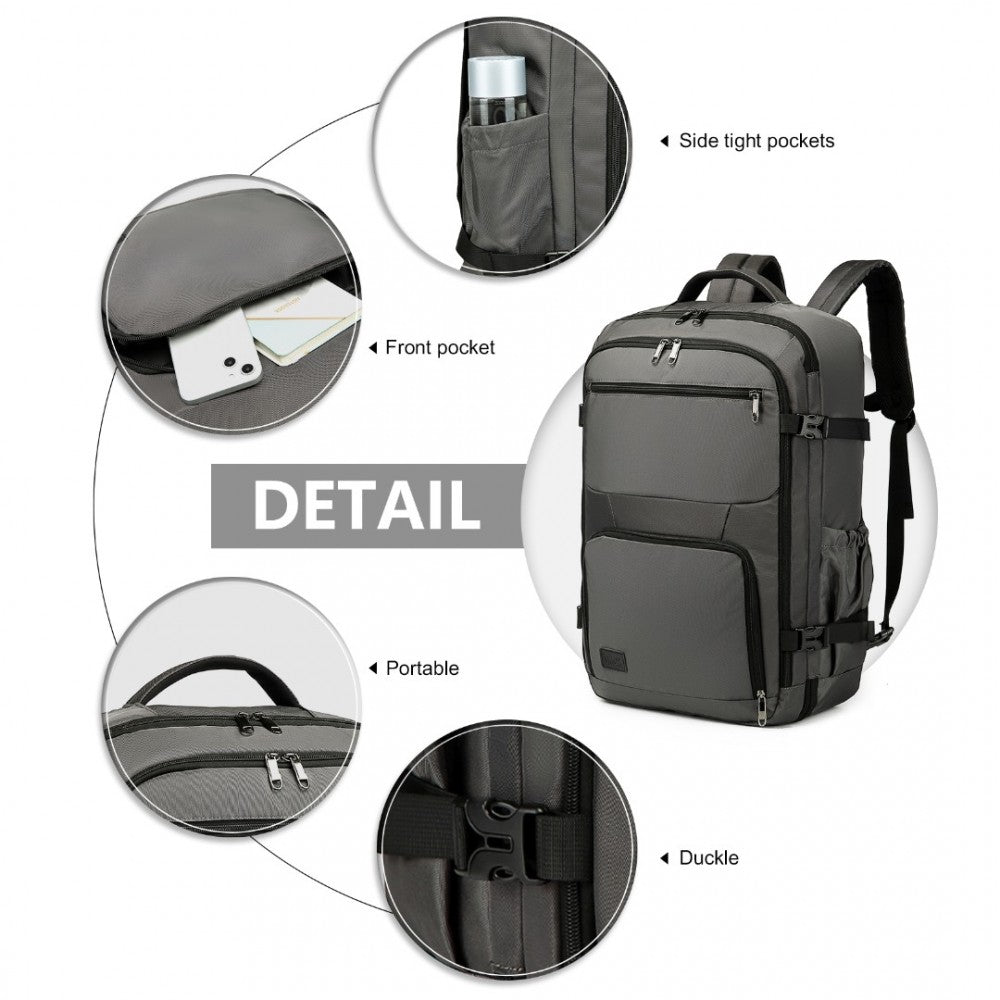 EM2207 - KONO MULTIFUNCTIONAL PORTABLE TRAVEL BACKPACK CABIN LUGGAGE BAG - GREY