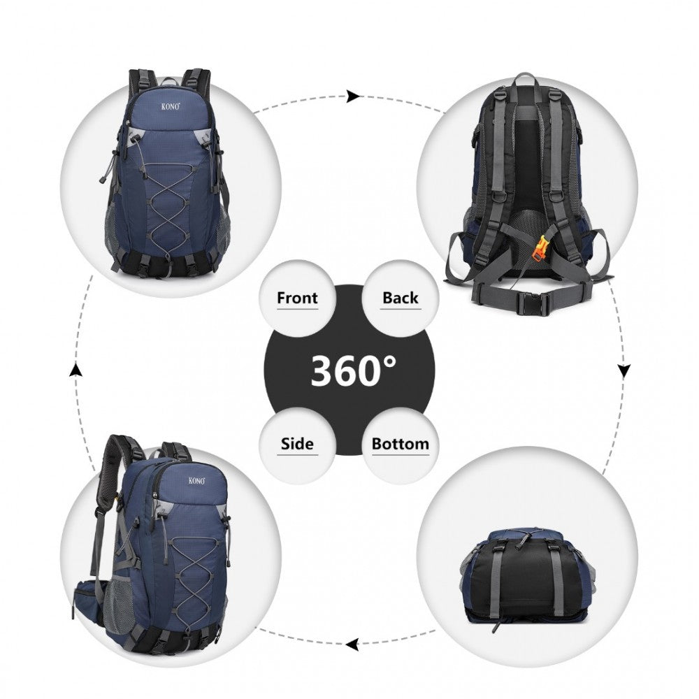 EQ2238 - KONO MULTI FUNCTIONAL OUTDOOR HIKING BACKPACK WITH RAIN COVER - NAVY