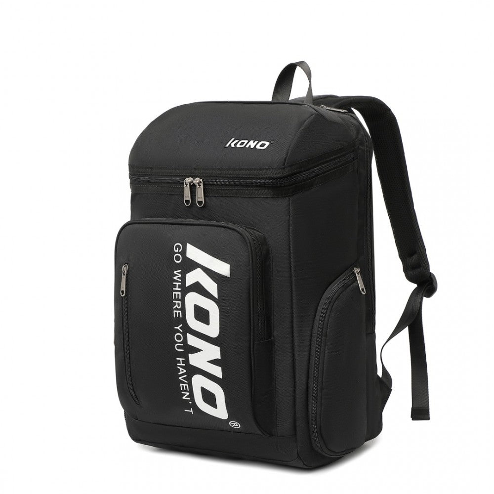 EQ2313 - KONO VERSATILE SPORTS BACKPACK WITH INDEPENDENT SHOE COMPARTMENT - BLACK