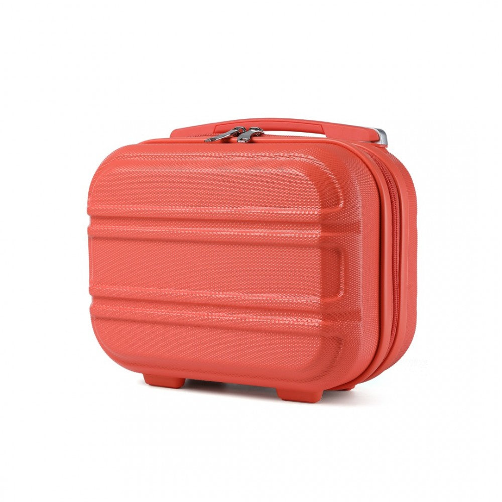 K1871-1L - KONO 12 INCH LIGHTWEIGHT HARD SHELL ABS VANITY CASE - CORAL