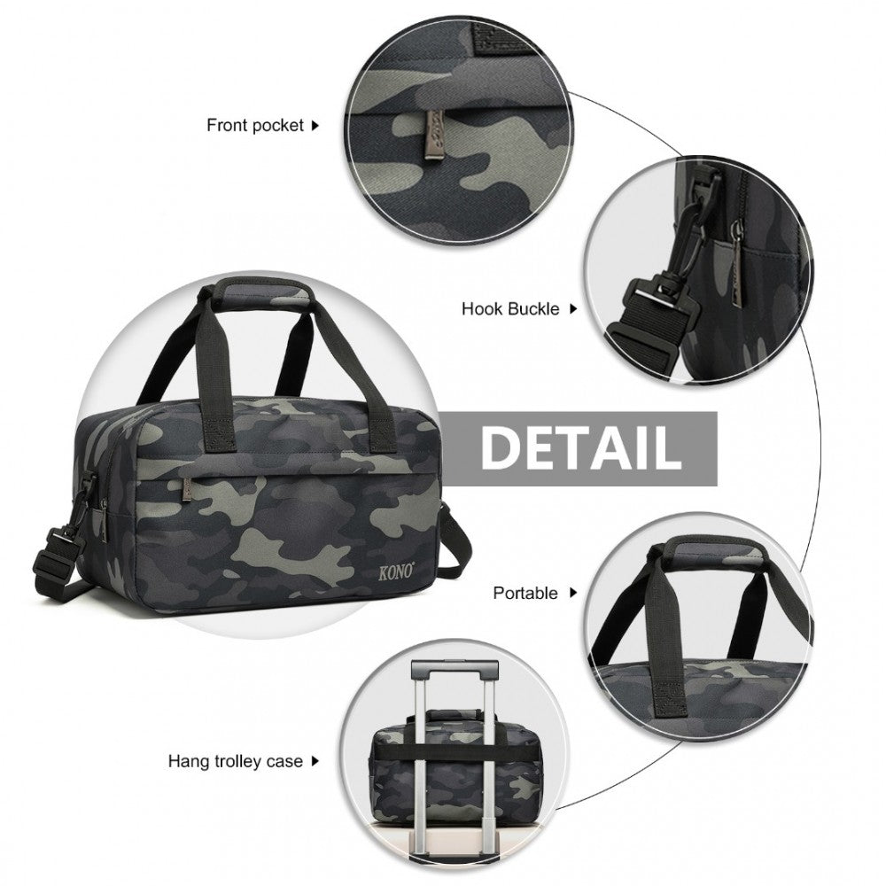 E1960S - KONO LIGHTWEIGHT MULTI PURPOSE UNISEX SPORTS TRAVEL DUFFEL BAG - CAMOUFLAGE