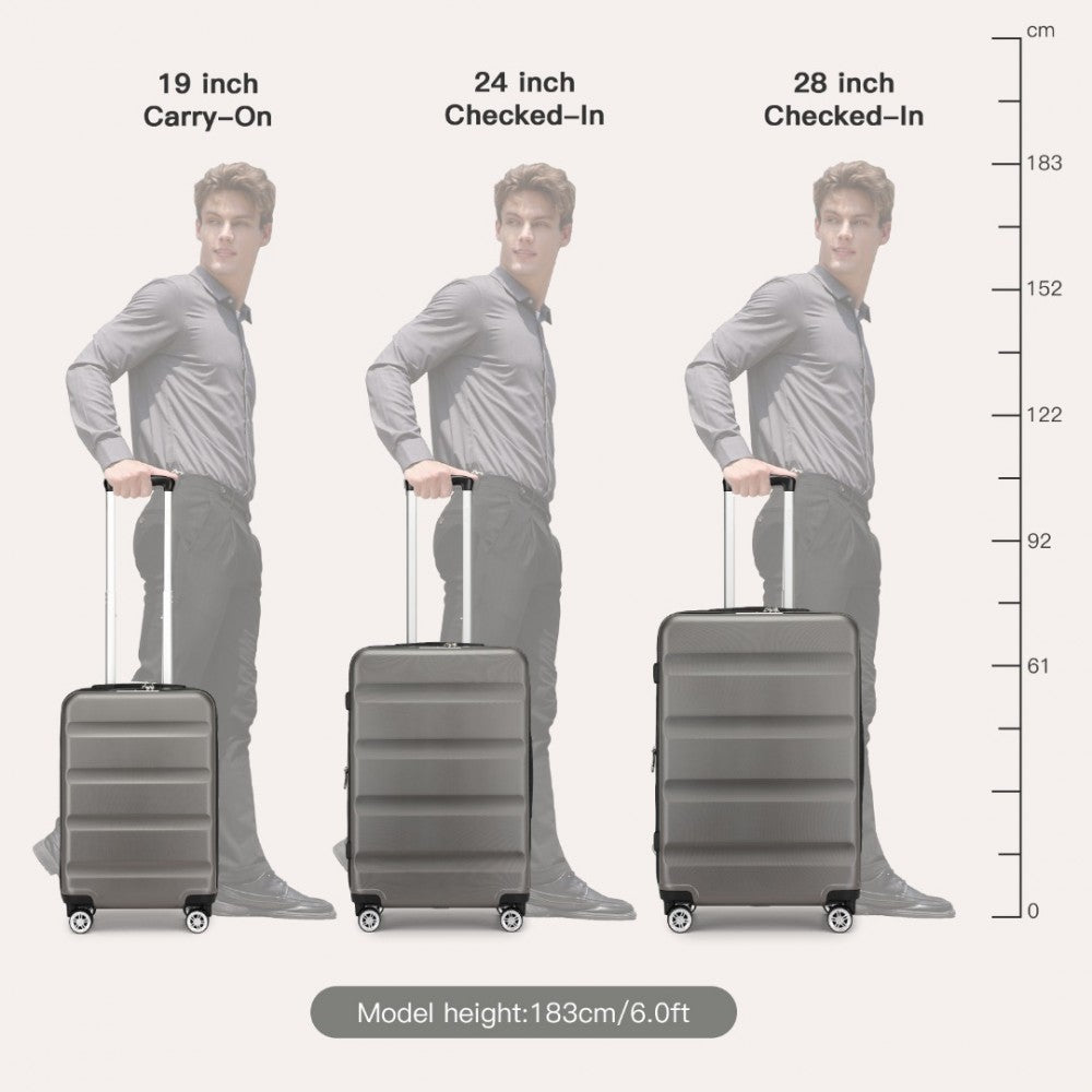 KSK2482 - KONO 24 INCH EXPANDABLE HORIZONTAL ENGRAVED HARD SHELL ABS+PC CHECK-IN SUITCASE WITH TSA LOCK - GREY - The Baggage Shop