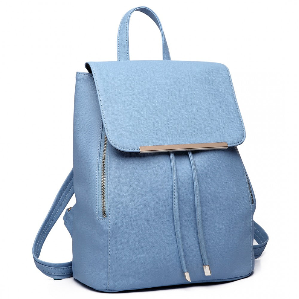 E1669 - MISS LULU FAUX LEATHER STYLISH FASHION BACKPACK - LIGHT BLUE