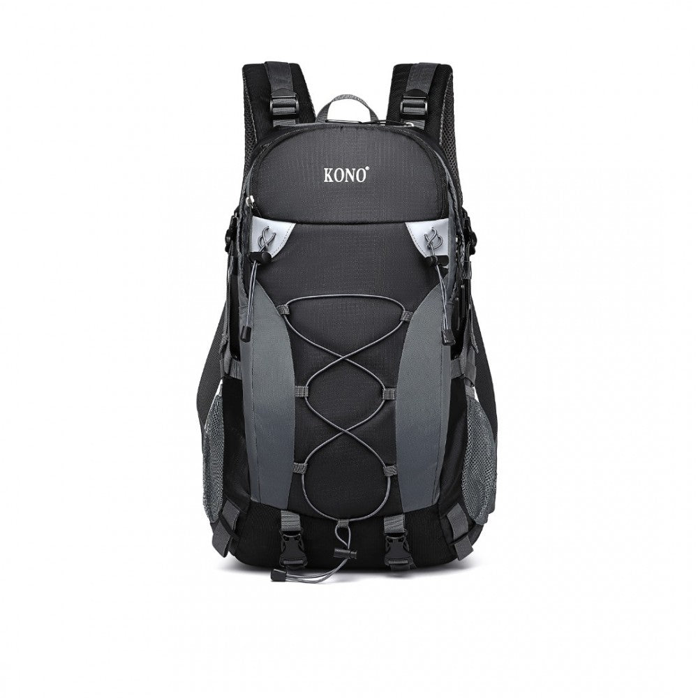 EQ2238 - KONO MULTI FUNCTIONAL OUTDOOR HIKING BACKPACK WITH RAIN COVER - BLACK